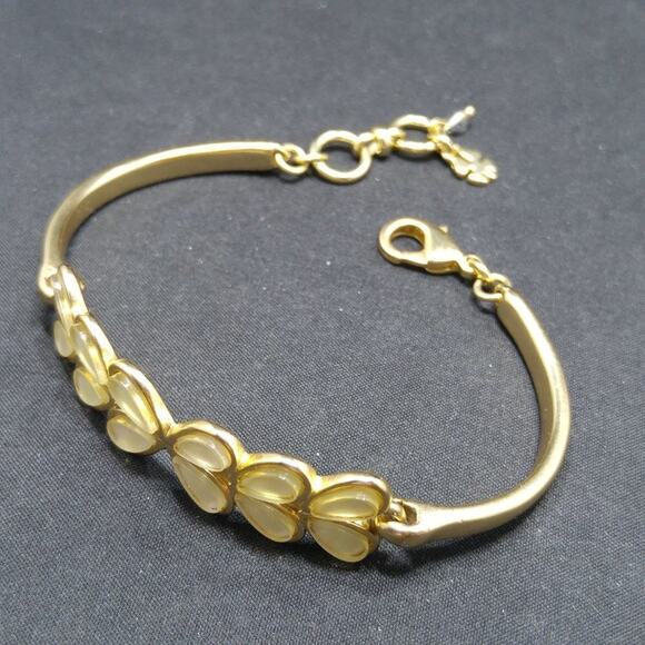 Lucky Brand Iridescent Gold Satin Bracelet, Cream Enamel, 7 Inch Adjustable - Picture 7 of 8